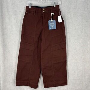 NWT Democracy‎ "Ab"solution Wide Leg Cropped Brown Pants Denim Utility Size 4